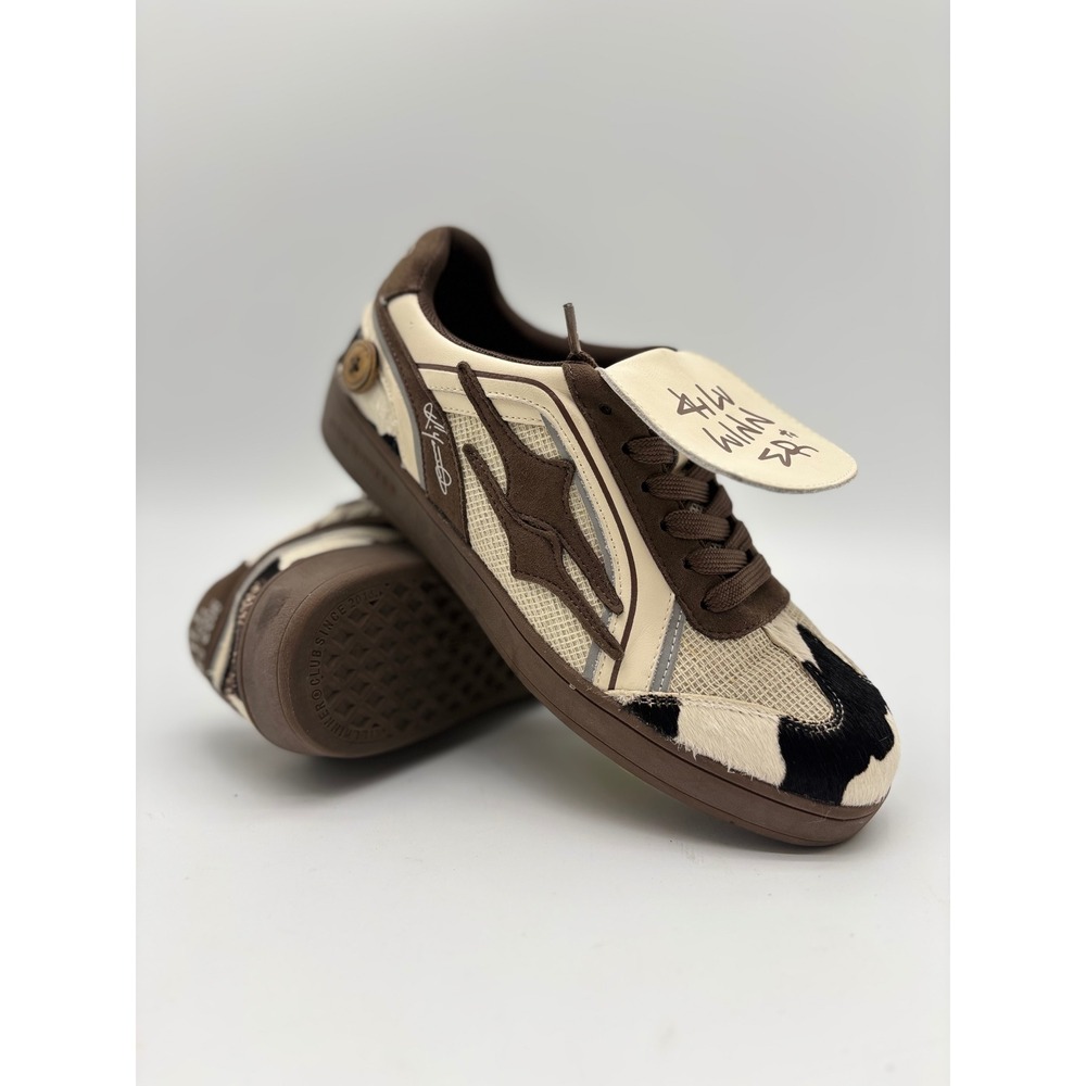 Killwinner Brown Cow Print Mesh Low Top Sneakers Womens 6.5 Streetwear Shoes